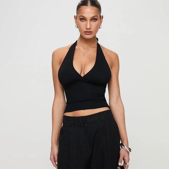 Damen Haltertop mit tiefem V-Ausschnitt R&B