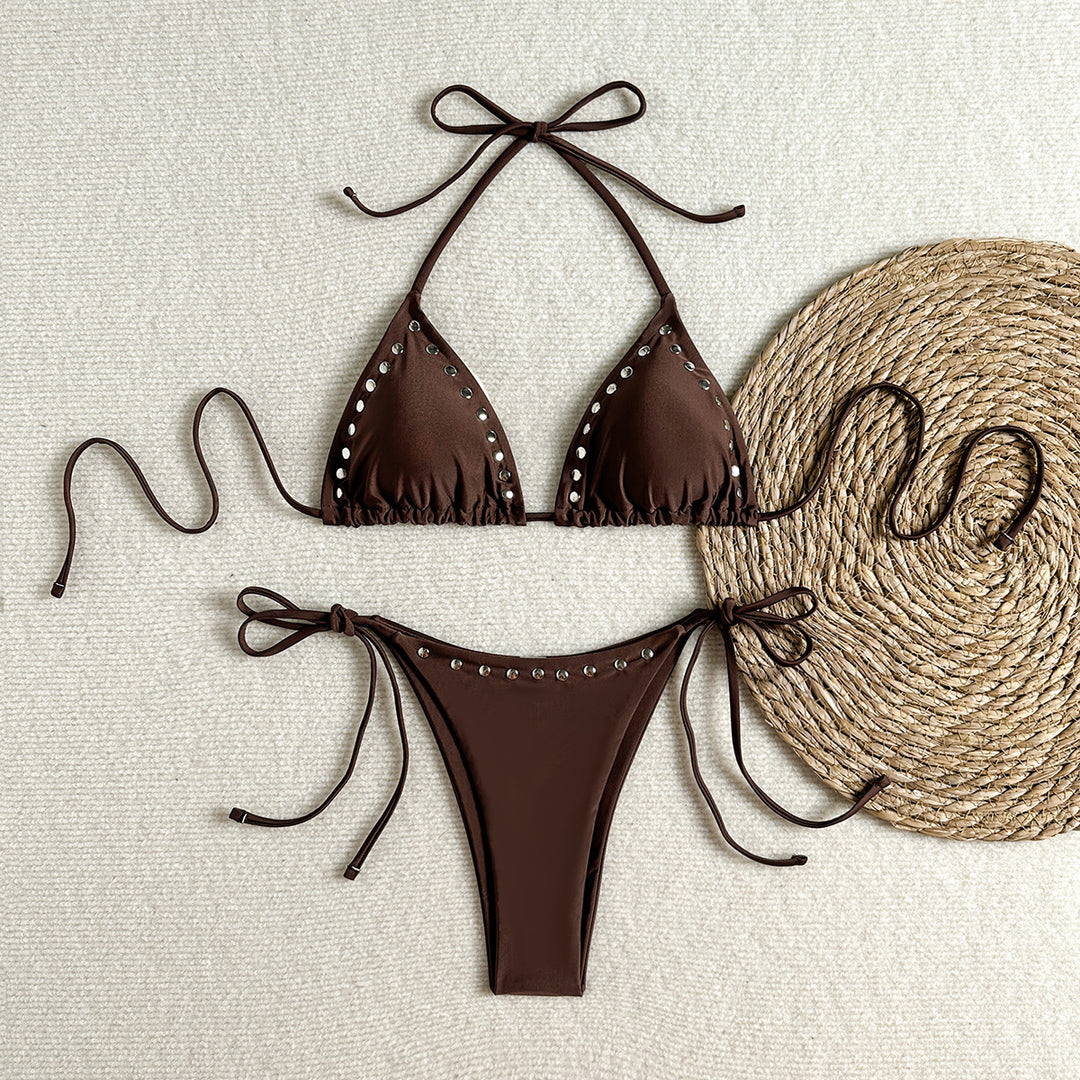 Damen Triangel-Bikini mit glänzenden Akzenten R&B