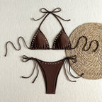 Damen Triangel-Bikini mit glänzenden Akzenten R&B