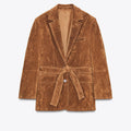 Damen Samt Blazerjacke mit Gürtel und eleganter Passform R&B
