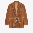 Damen Samt Blazerjacke mit Gürtel und eleganter Passform R&B