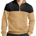 Herren nan Halbzip-Sweatshirt mit gesteppter Schulterpartie Kängurutasche und gerippten Bündchen R&B