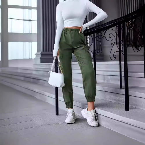 Damen Freizeit-Cargo-Hose mit elastischem Bund und praktischen Taschen R&B