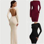 Damen elegantes Abendkleid mit figurbetontem Schnitt und langen Ärmeln EB