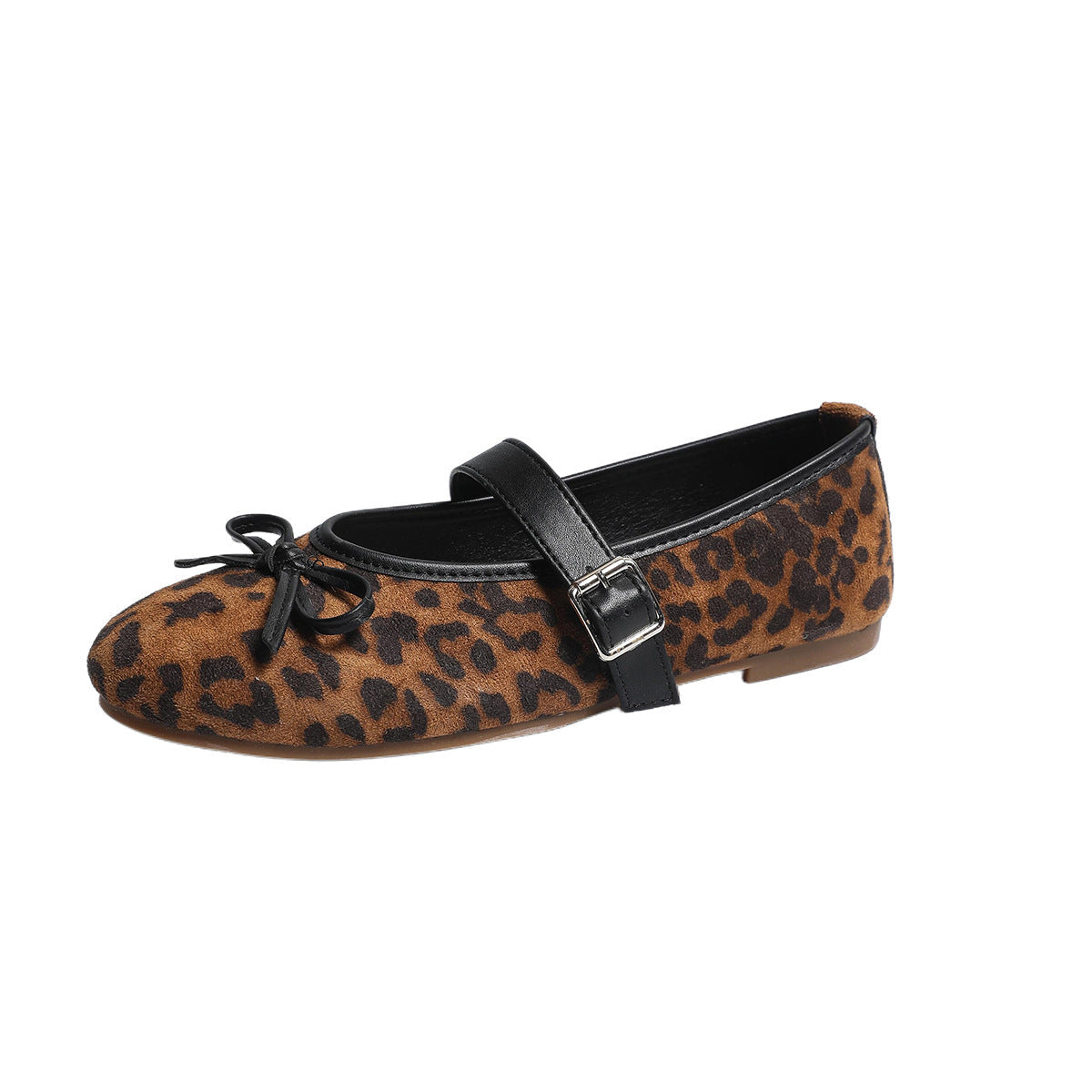 Damen Ballerinas mit verstellbarem Riemendesign und modischem Leopardenmuster R&B