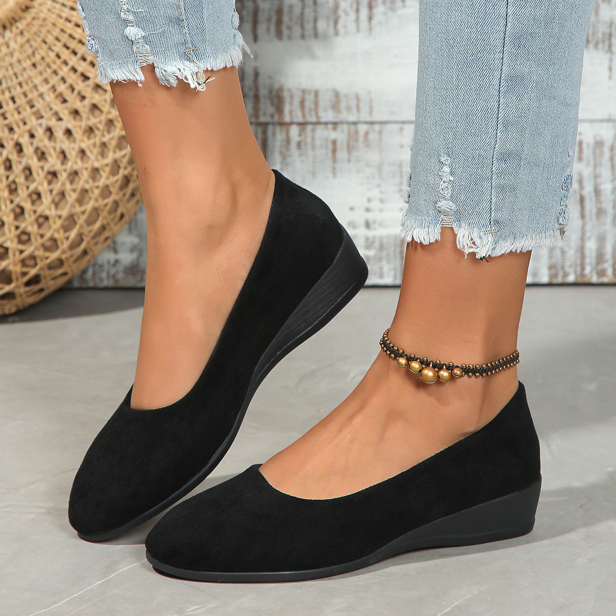 Damen Flache Ballerinas mit glitzerndem Riemen und komfortablem Fußbett R&B