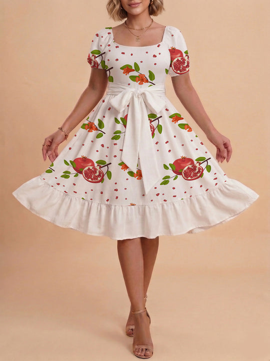 Damen Kleid mit tailliertem Schnitt und verspieltem Blumenmuster R&B