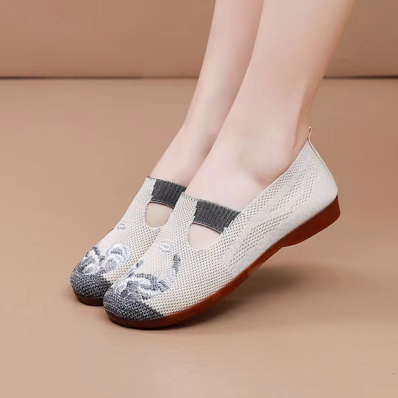 Damen elegante und atmungsaktive Ballerinas mit floralem Muster R&B