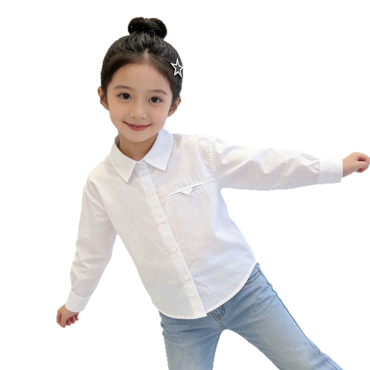 Mädchen elegante Bluse mit klassischem Kragen R&B