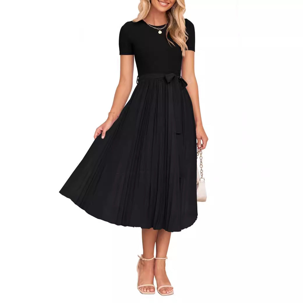 Damen Elegantes Midikleid mit tailliertem Design und schwingendem Rock R&B