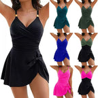 Damen Wickelbadeanzug mit elegantem V-Ausschnitt und figurformendem Schnitt R&B