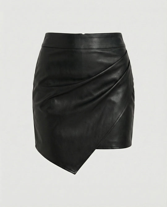 Damen Kunstleder Wickelrock R&B