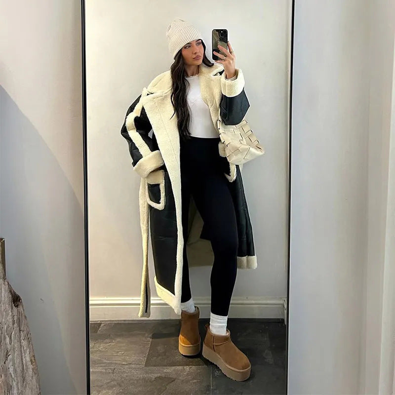 Damen Modischer Langmantel mit Kuschelfutter R&B