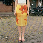 Damen Midi-Rock mit floralem Chiffon und elastischem Bund R&B