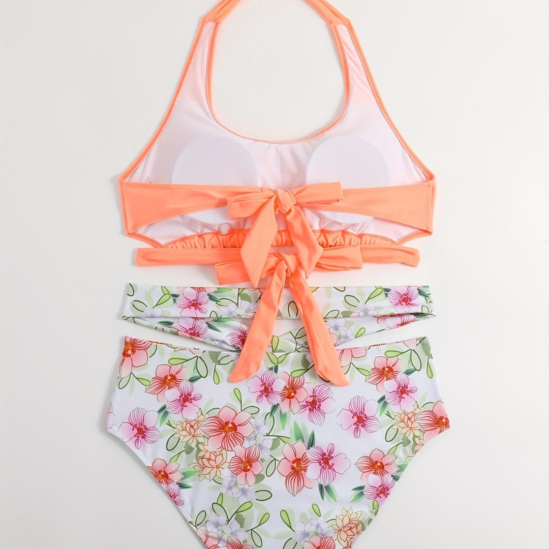 Damen Sportlich elegantes Bikini-Set mit floralem Design R&B