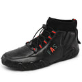 Damen Sportliche Leder Sneakers mit hohem Schaft und elastischer Schnürung R&B
