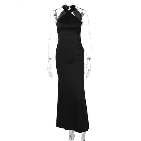 Damen Elegantes Wickelmaxikleid mit schmalen Trägern und figurbetontem Schnitt R&B