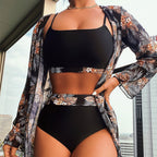 Damen Bikini-Set mit floralem Überwurf