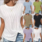 Damen Kurzarm T-Shirt mit strukturiertem Wellenmuster und hochwertiger Baumwolle R&B