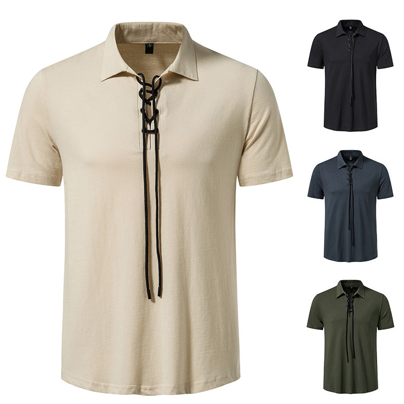 Herren Polo-Shirt mit einzigartigem Schnürdesign