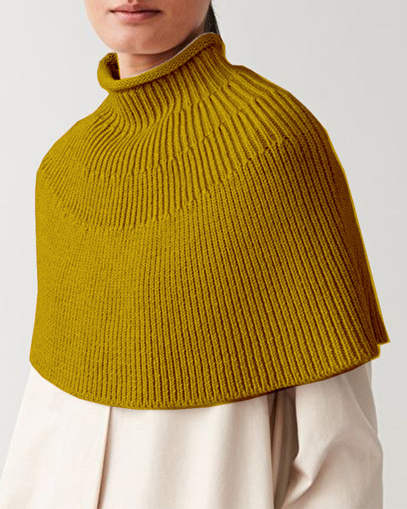 Damen Strickcape mit hochgeschlossenem Kragen