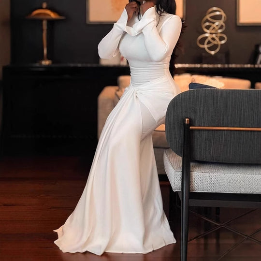 Damen Elegantes Maxikleid mit figurbetontem Schnitt und Rüschendetails R&B