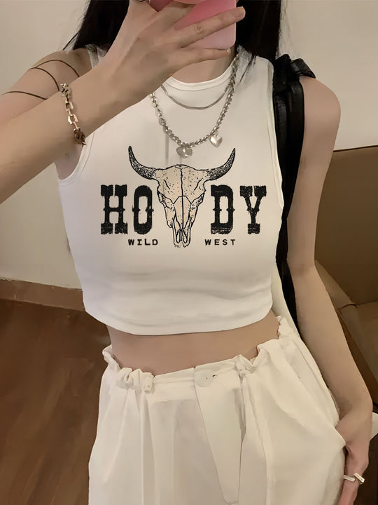 Damen Crop-Top mit kreativem Spruch und lässigem Schnitt R&B