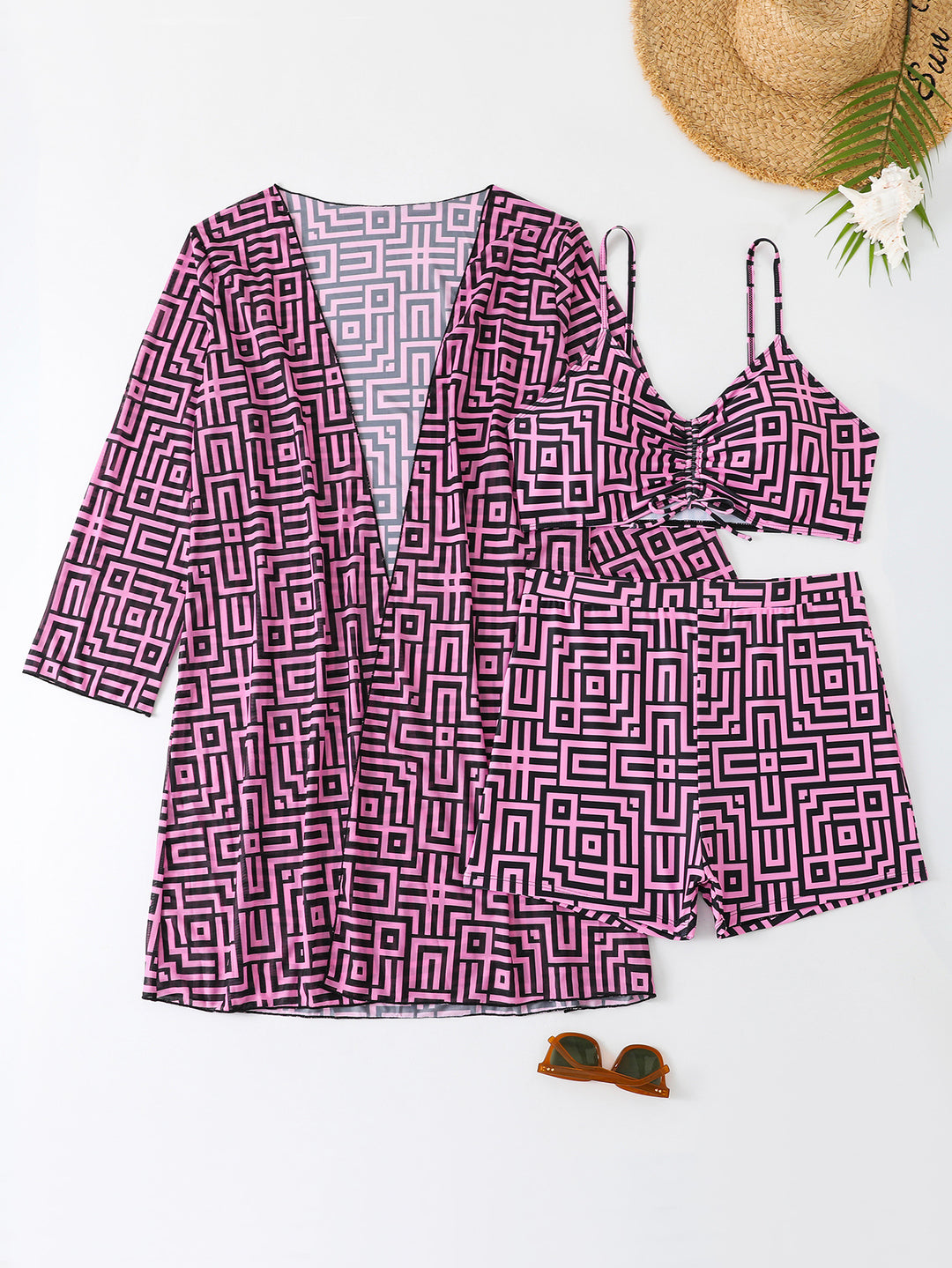 Damen Bademode-Set mit stylischem Kimono und Shorts R&B