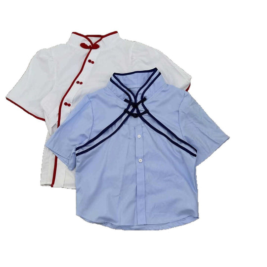 Damen Elegante Chiffon-Bluse mit Stehkragen und Rüschendetails R&B
