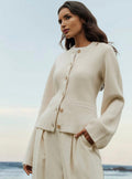 Damen elegante Strickjacke mit Knopfdetails und praktischen Taschen R&B