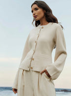 Damen elegante Strickjacke mit Knopfdetails und praktischen Taschen R&B