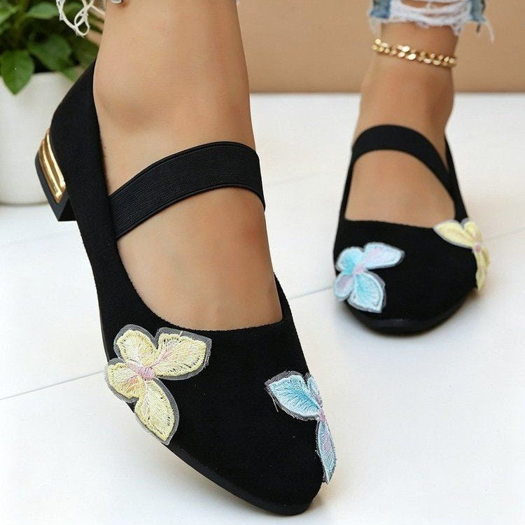 Damen elegante Ballerinas mit floralem Applikationsdesign R&B