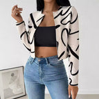 Damen elegante Kurzjacke mit einzigartigem grafischem Muster R&B