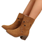Damen Stiefeletten mit modischem Sternenmuster und komfortablem Blockabsatz R&B