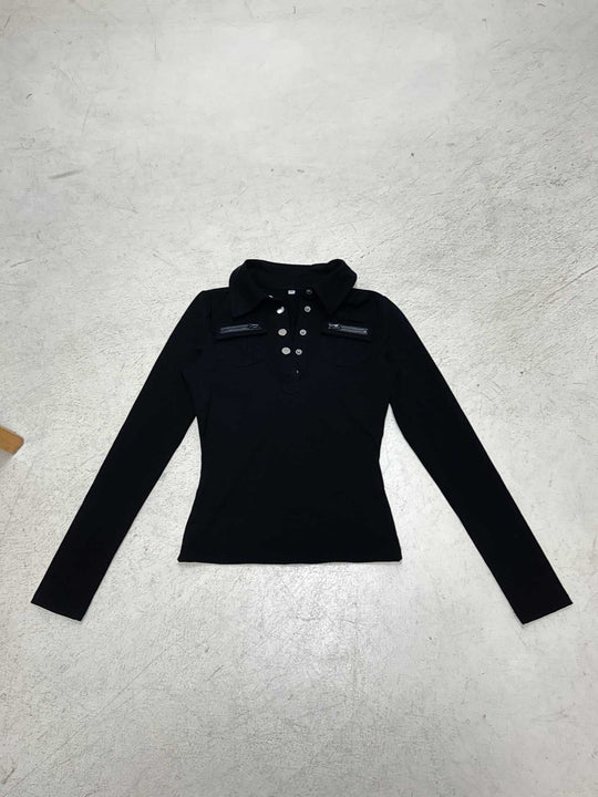 Damen Poloshirt mit stylischen Taschen und eleganten Druckknöpfen R&B
