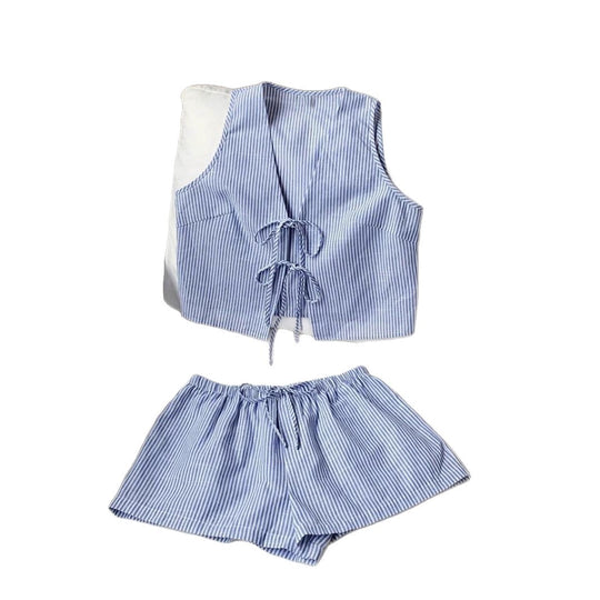 Damen Lässiges Zweiteiliges Set mit Bindegürtel R&B