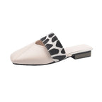 Damen Offene Mules mit modischem Knoten-Design und tierischem Muster R&B
