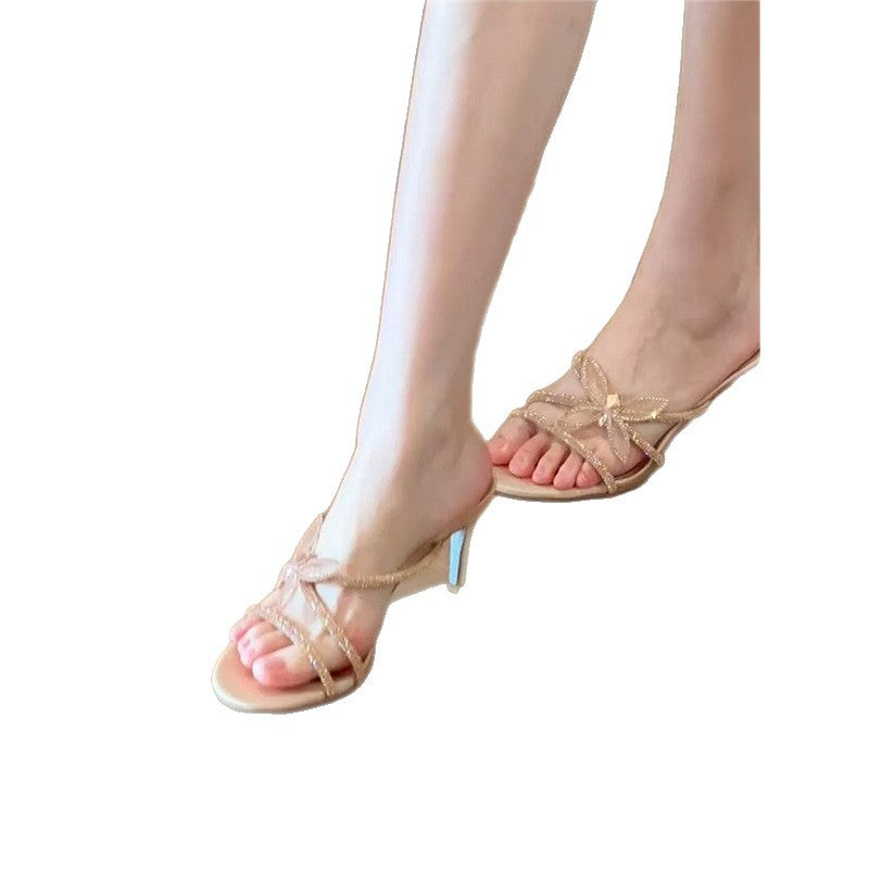 Damen elegante Sandalen mit funkelnder Schleifenverzierung R&B