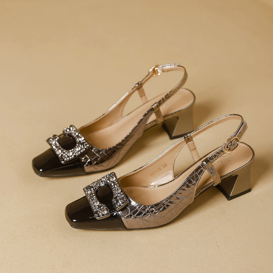 Damen Slingback-Pumps mit funkelnder Schmuckschnalle R&B