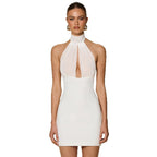 Damen Schickes Minikleid mit hochgeschlossenem Kragen und eleganten Cut-Outs R&B