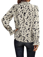 Damen Elegante Bluse mit raffiniertem Kragen und auffälligem Tiereffekt R&B