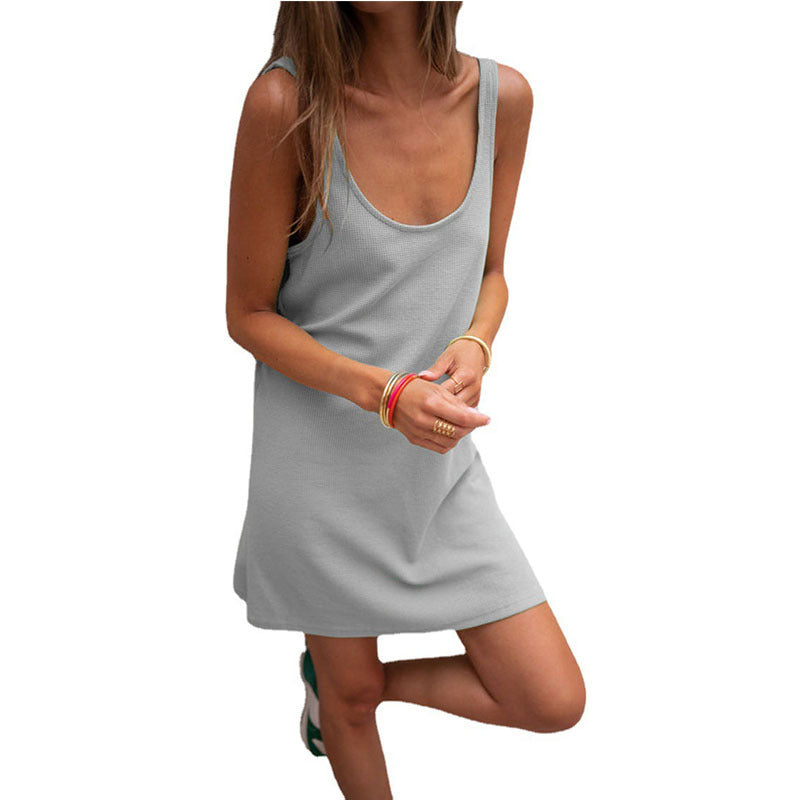 Damen Sommerliches Freizeitkleid mit tiefem Ausschnitt und leichtem Stoff R&B