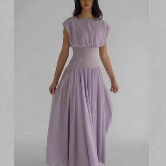 Damen Maxikleid mit eleganter Raffung und femininen Akzenten R&B