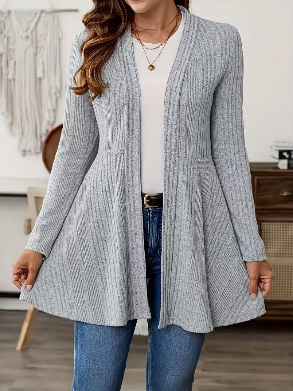 Damen Lange Strickjacke mit schwingendem Saum R&B