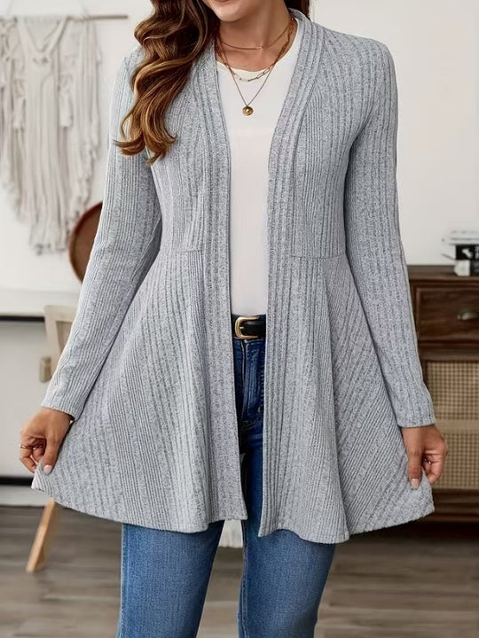 Damen Lange Strickjacke mit schwingendem Saum R&B