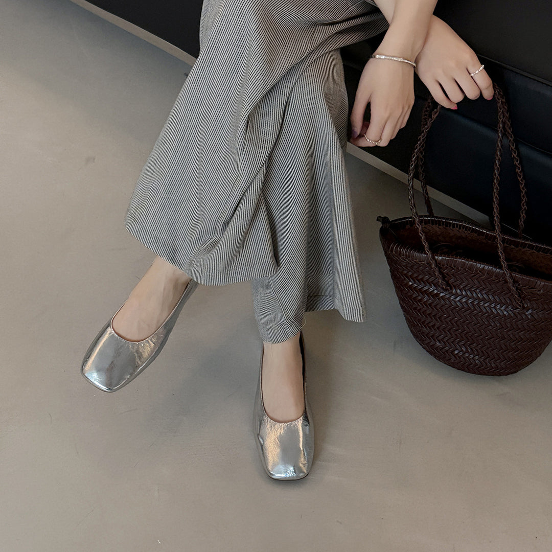 Damen Ballerinas aus hochwertigem Metallic-Leder mit komfortabler Innensohle R&B