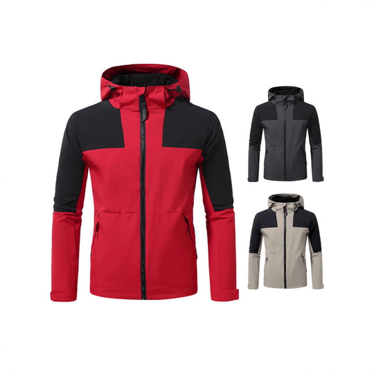 Herren Windbreaker Jacke mit verstellbarem Kapuzenkragen und seitlichen Taschen R&B