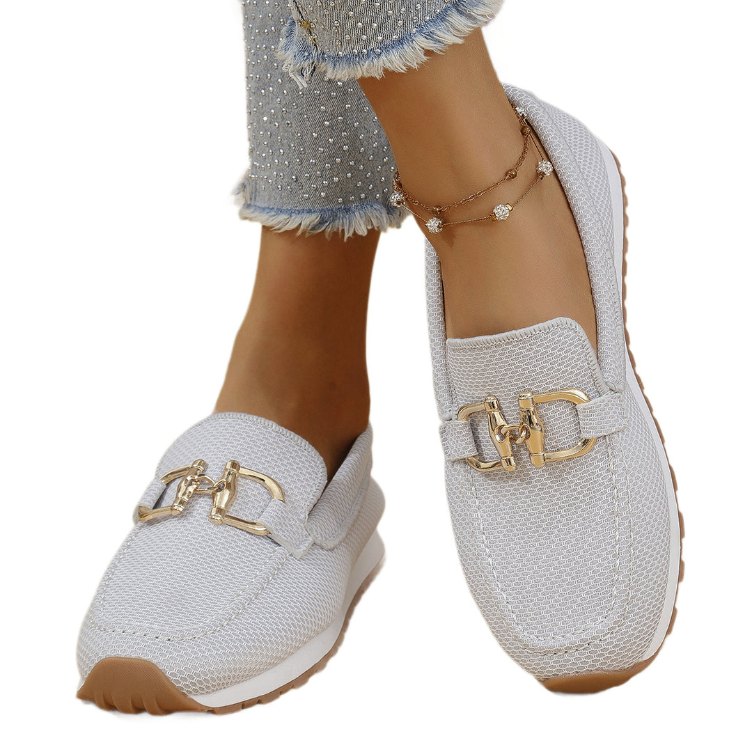 Damen Komfortable Slip-On Sneakers mit dekorativen Schnallen R&B