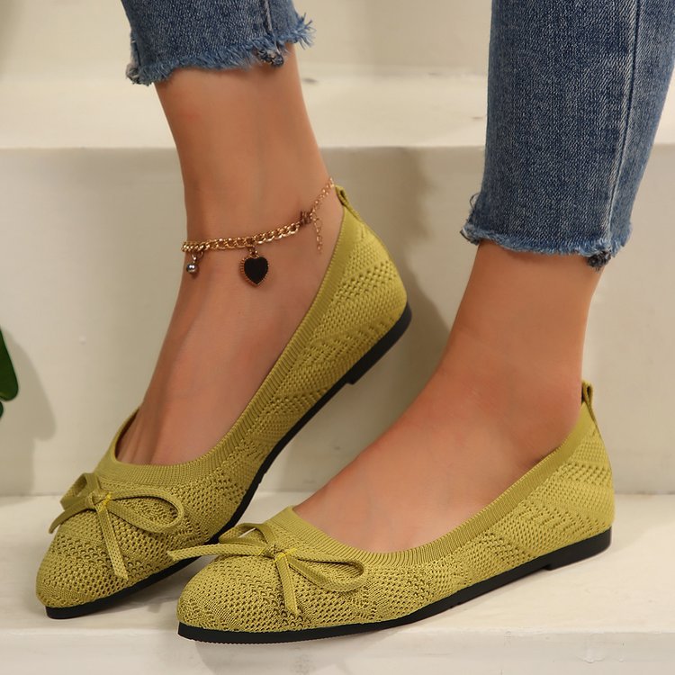Damen Stilvolle und komfortable Ballerinas mit großem Schleifendetail R&B