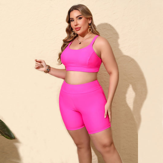 Damen Sportliches Crop-Top und Radlerhose R&B